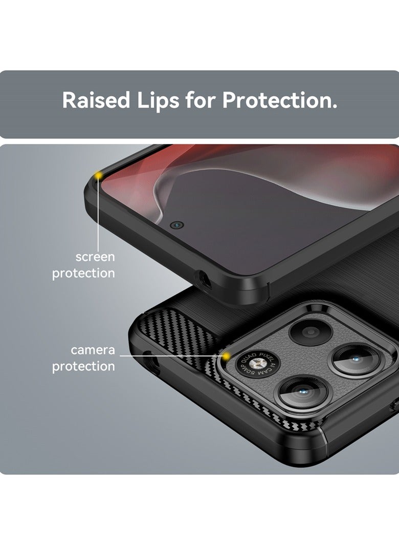 general Brushed Carbon Fiber Shockproof Case For Motorola Moto G15 - Black - Image 4