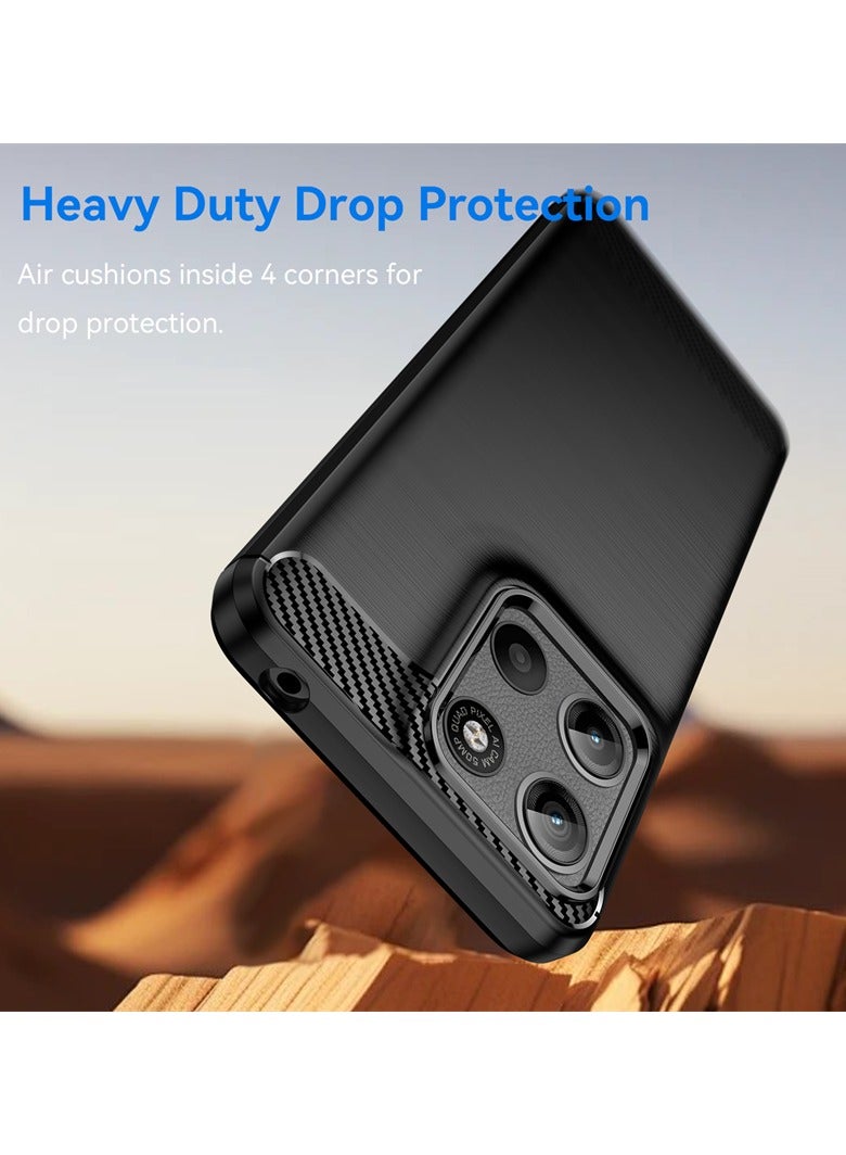 general Brushed Carbon Fiber Shockproof Case For Motorola Moto G15 - Black - Image 5