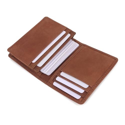 FOXHACKLE Full Grain Leather Credit Card Holder For Men and WomenSmall RFID Blocking Bifold Wallet Hunter Tan - Image 1