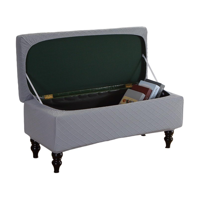 FUANGUI Ottoman Cover Stretch Storage Ottoman Bench Slipcover Jacquard Folding Storage Bench Ottoman Cover Footrest Stool Slipcover Footstool Protector Cover with Elastic Bottom,Medium - Image 1
