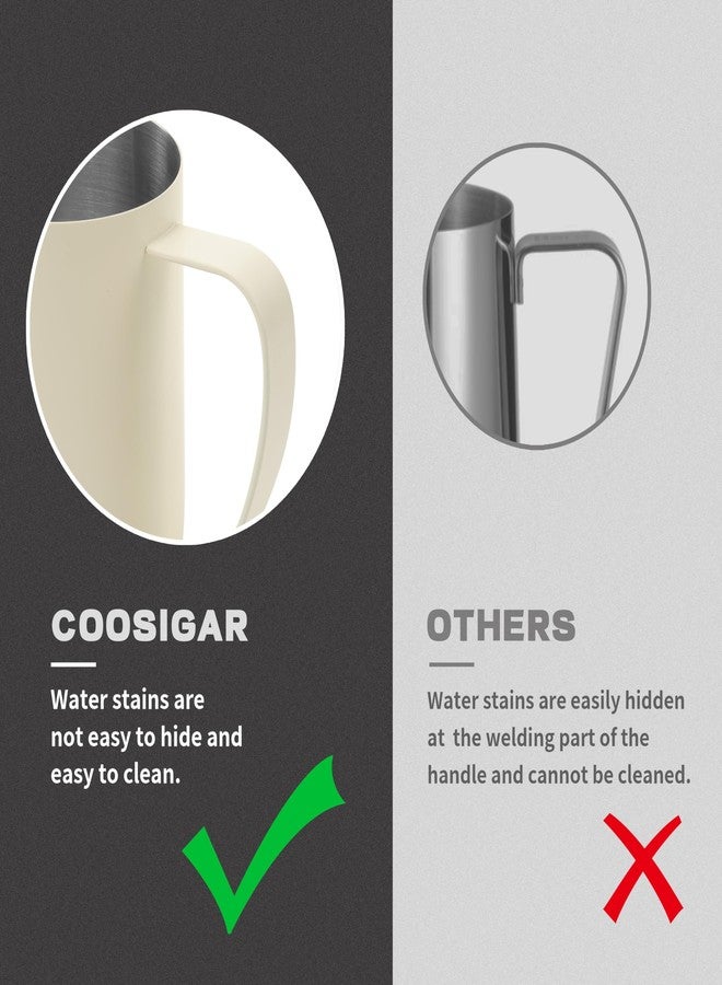 Coosigar Milk Frothing Pitcher 600ml/20oz,304 Stainless steel Espresso Steaming Pitcher,milk frother cup,Milk Jug Cup,Latte Art(cream white) - Image 5