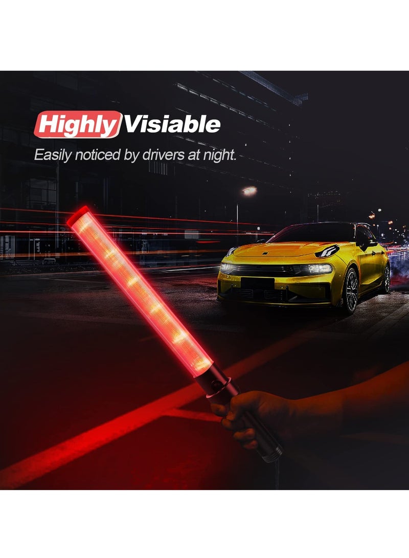 SYOSI Traffic Wand 21inch LED Traffic Control Baton Night Safety Signal Wand with 3 Flashing Modes Air Marshaling Signal Wand Plus White LED on Tip for Airport Car Directing Outdoor Camping 2Pcs  - Image 3