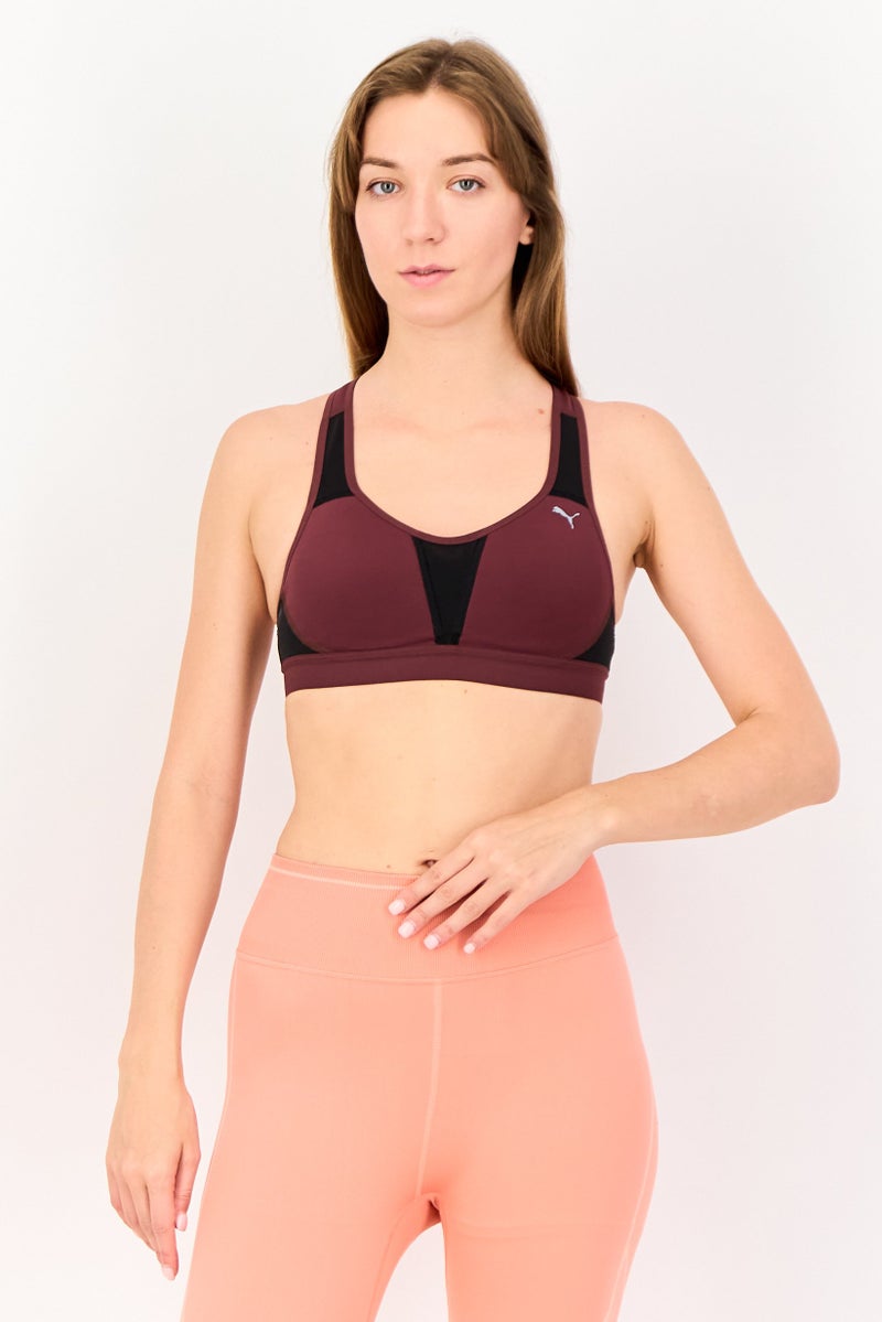 PUMA Women Padded Sportswear Fit Training Bra, Maroon - Image 1