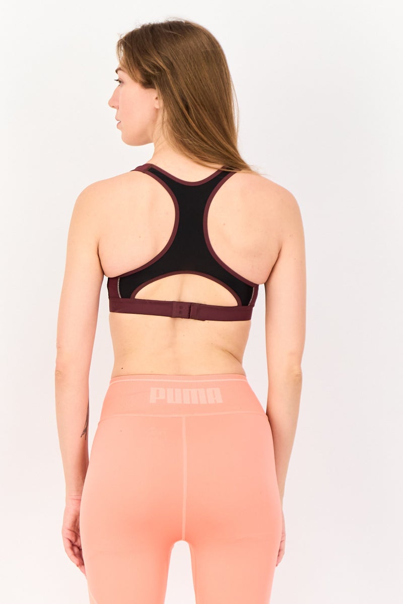 PUMA Women Padded Sportswear Fit Training Bra, Maroon - Image 2