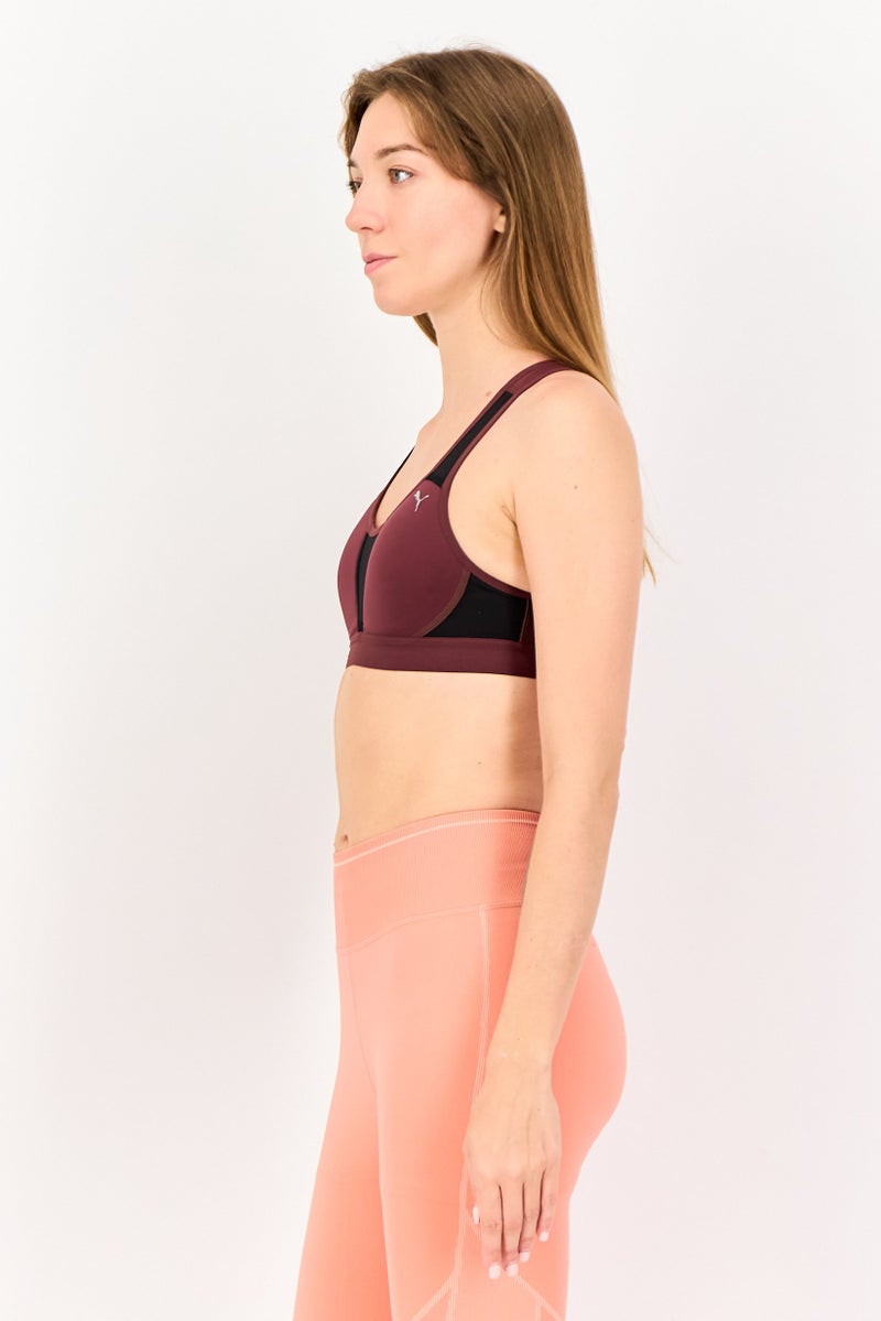 PUMA Women Padded Sportswear Fit Training Bra, Maroon - Image 3