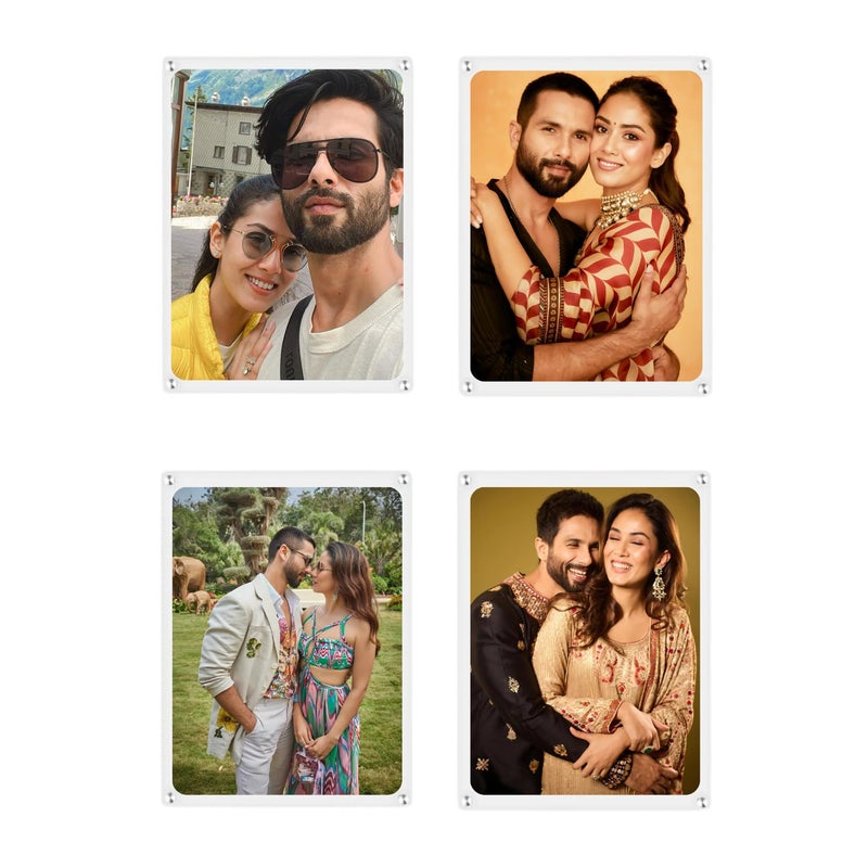GIFTODAY Acrylic Fridge Magnetic Photo Frames with Double Sided Refrigerator Magnet Personalized Picture Frame Fridge Photo Frame Clear Display Frameless Set of 4 Fridge Magnet Size 236 x 354 Inch - Image 1
