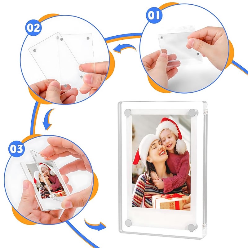 GIFTODAY Acrylic Fridge Magnetic Photo Frames with Double Sided Refrigerator Magnet Personalized Picture Frame Fridge Photo Frame Clear Display Frameless Set of 4 Fridge Magnet Size 236 x 354 Inch - Image 5