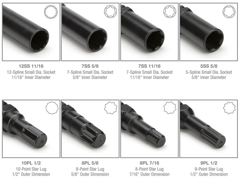 Steelman Pro - 78537 16-Piece Locking Lug Nut Master Key Set for Auto Mechanics Variety of Spline Star and Hex Style Keys Thin-Walled/Extra-Long Lug Keys to Prevent Damage to Wheels Double-Hex Heads - Image 3