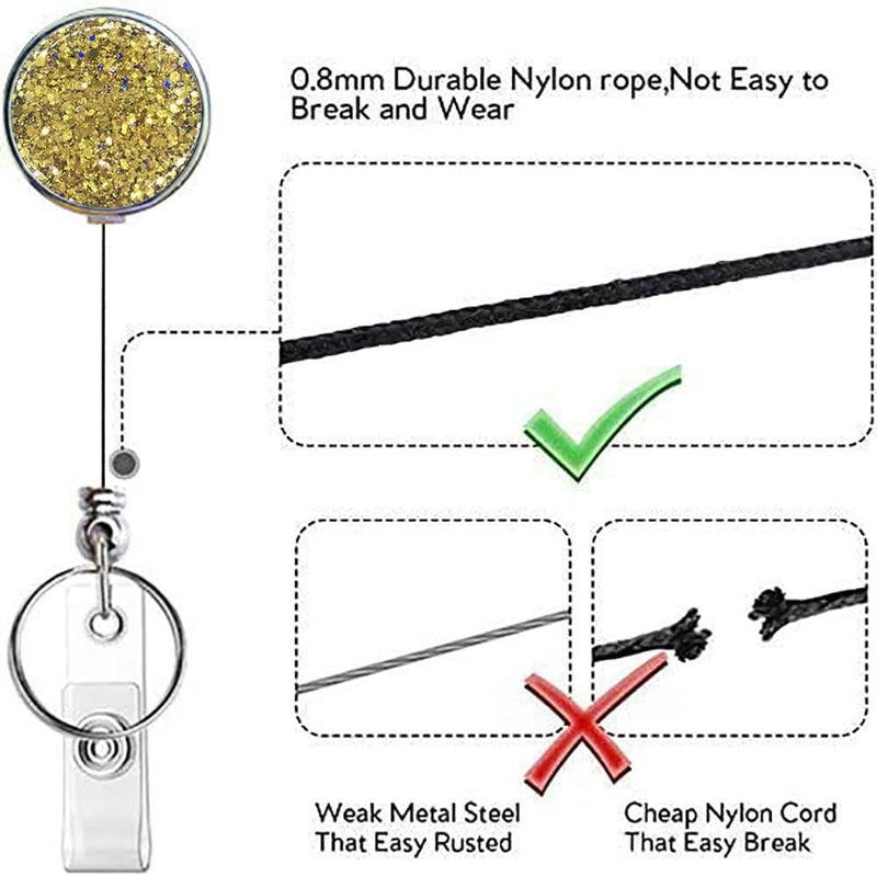 Boutilon Retractable Badge Holder, Retractable Badge Reels,Lightweight Plastic Badge Reel Card Holder with Key Ring Backing Belt Clip for Nurse,Volunteer,Teacher,Student(1 Pack Golden) - Image 1