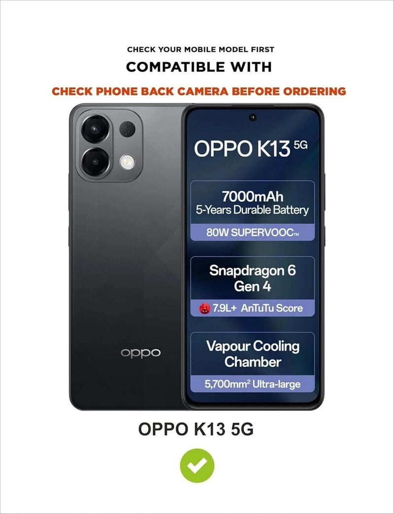 AIBEX® Compatible for Oppo K13 5G Mobile Back Case Cover, Crystal-Clear Shockproof Bumper with Camera Guard | 360° Hybrid Protection (TPU+PC) | Anti-Yellow, Slim Transparent – Black - Image 2
