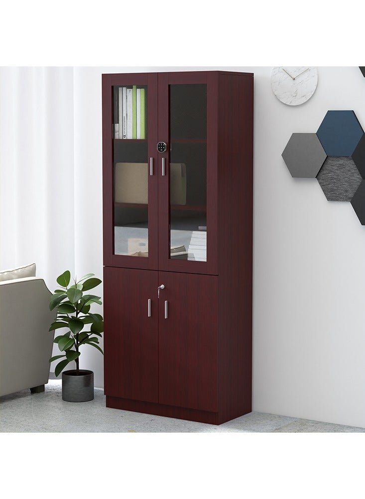 Mahmayi Mahmayi Argent 1123 Full Height Bookshelf Cabinet with Digital Lock Sturdy and Elegant Wooden Bookshelf Ideal for Home and Office - Apple Cherry - Image 3