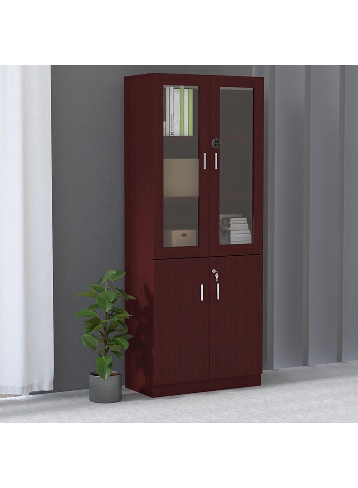 Mahmayi Mahmayi Argent 1123 Full Height Bookshelf Cabinet with Digital Lock Sturdy and Elegant Wooden Bookshelf Ideal for Home and Office - Apple Cherry - Image 5