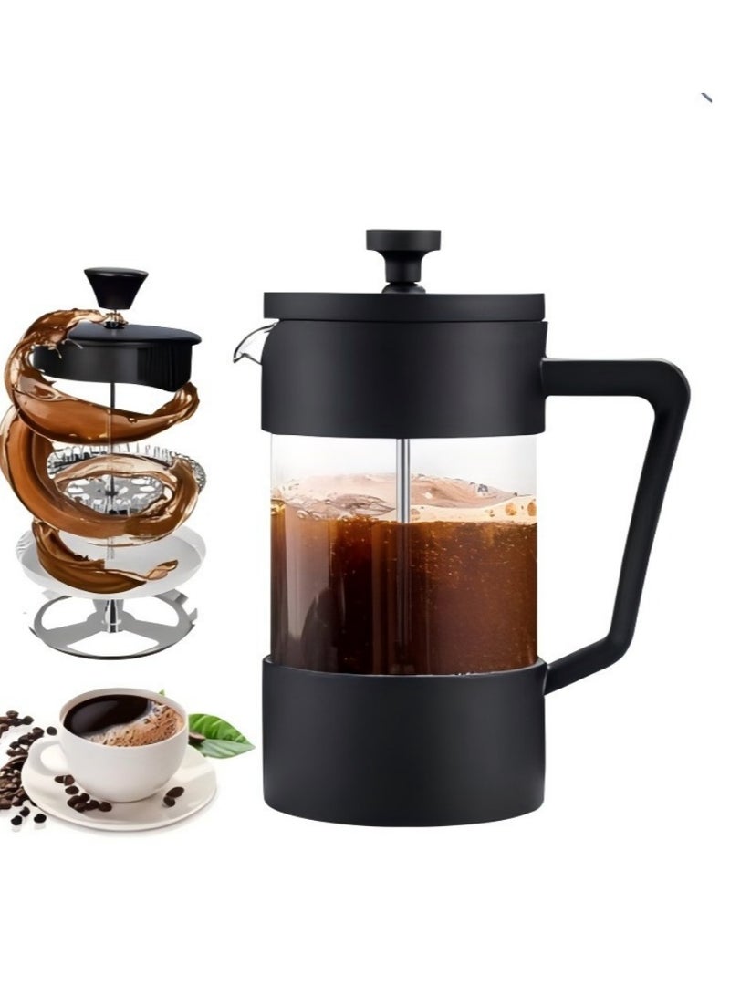French Press Coffee Maker Coffee Tea Kettle 1 Liter Insulated Piston Tea Pot Cafetiere Coffee Cup with Filter 304 Stainless Steel Borosilicate Glass Coffee Press Durable Heat Resistant (1000ML, 34 OZ) - Image 1