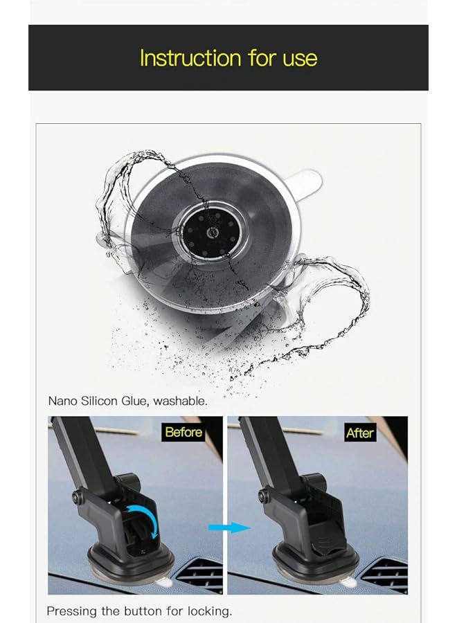 Yesido Universal Car Mobile Holder Adjustable Automatic Clip Stand Dashboard Windshield Gps Mount Bracket Sucker Phone Support Black Ch-23 - Image 3