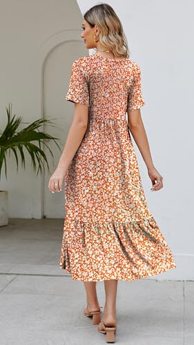Jeqeocafy Summer Dresses for Women Flowy Maxi Sundress Short Sleeve Tiered Beach Dress with Pockets 2026 Vacation Travel - Image 4