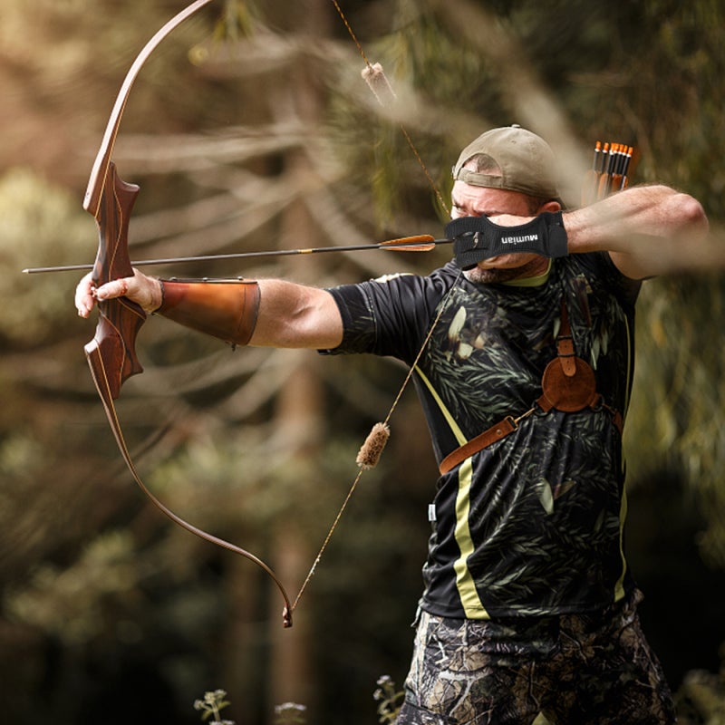 Mumian Archery Gloves M: Lightweight Sweat-Absorbent Stretch Fabric - Anti-Slip Cowhide Leather Pad Adjustable Fastener Straps for Archery Enthusiasts Outdoor Shooting Practice - Image 2