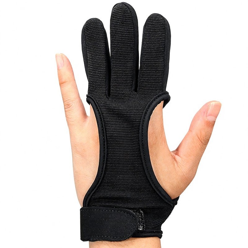 Mumian Archery Gloves M: Lightweight Sweat-Absorbent Stretch Fabric - Anti-Slip Cowhide Leather Pad Adjustable Fastener Straps for Archery Enthusiasts Outdoor Shooting Practice - Image 4