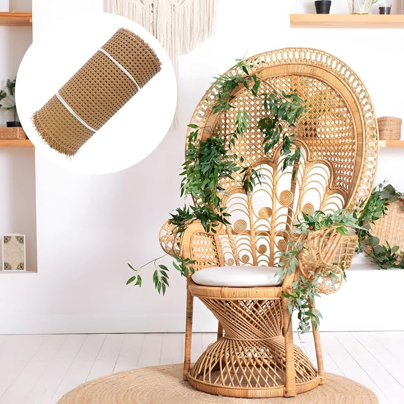 شبكة سلة بني PE منسوجة 13.8 × 3.3 قدم شبكة سداسية لترميم الأثاث - Image 4