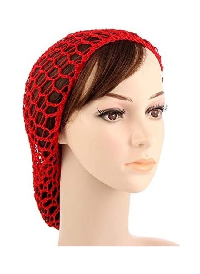 NIBEMINENT Mesh Hair Net Rayon Headband Red