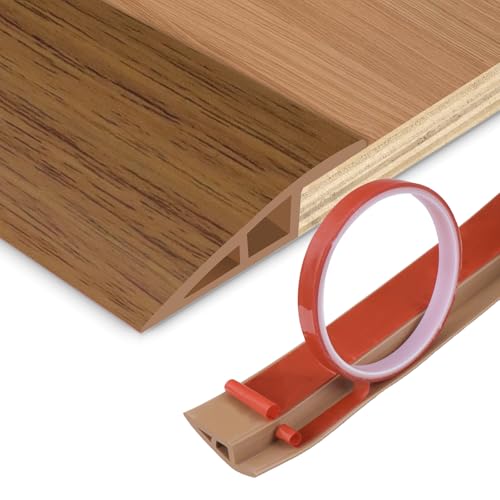 DBHXXMB-HH Floor Transition Strip Vinyl Door Threshold Ramp Self Adhesive Carpet Edging Strip Doorway Edge Trim, Overlap Edge Reducer for Laminate Carpet, Floor, Tile (Orange Oak, 1/5" to 2/5", 3.3Ft) - Image 1
