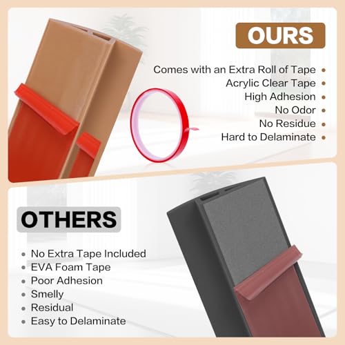 DBHXXMB-HH Floor Transition Strip Vinyl Door Threshold Ramp Self Adhesive Carpet Edging Strip Doorway Edge Trim, Overlap Edge Reducer for Laminate Carpet, Floor, Tile (Orange Oak, 1/5" to 2/5", 3.3Ft) - Image 3
