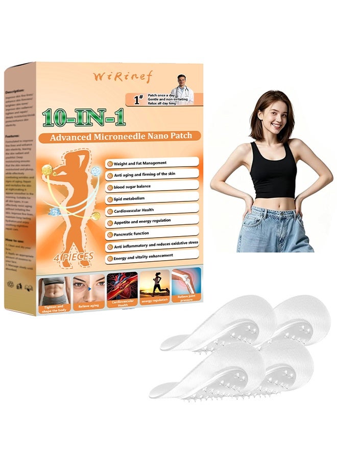 WiRinef 10-in-1 Advanced Microneedle Nano Patch, Moringa Nano Microdarts Patch, Advanced Moringa Patches, Natural Body Slim Patchs, Natural Skin Care Patchs For Women and Men, Firming Skin, Gentle Formula For All Skin - Image 1