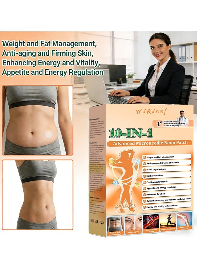 WiRinef 10-in-1 Advanced Microneedle Nano Patch, Moringa Nano Microdarts Patch, Advanced Moringa Patches, Natural Body Slim Patchs, Natural Skin Care Patchs For Women and Men, Firming Skin, Gentle Formula For All Skin - Image 2