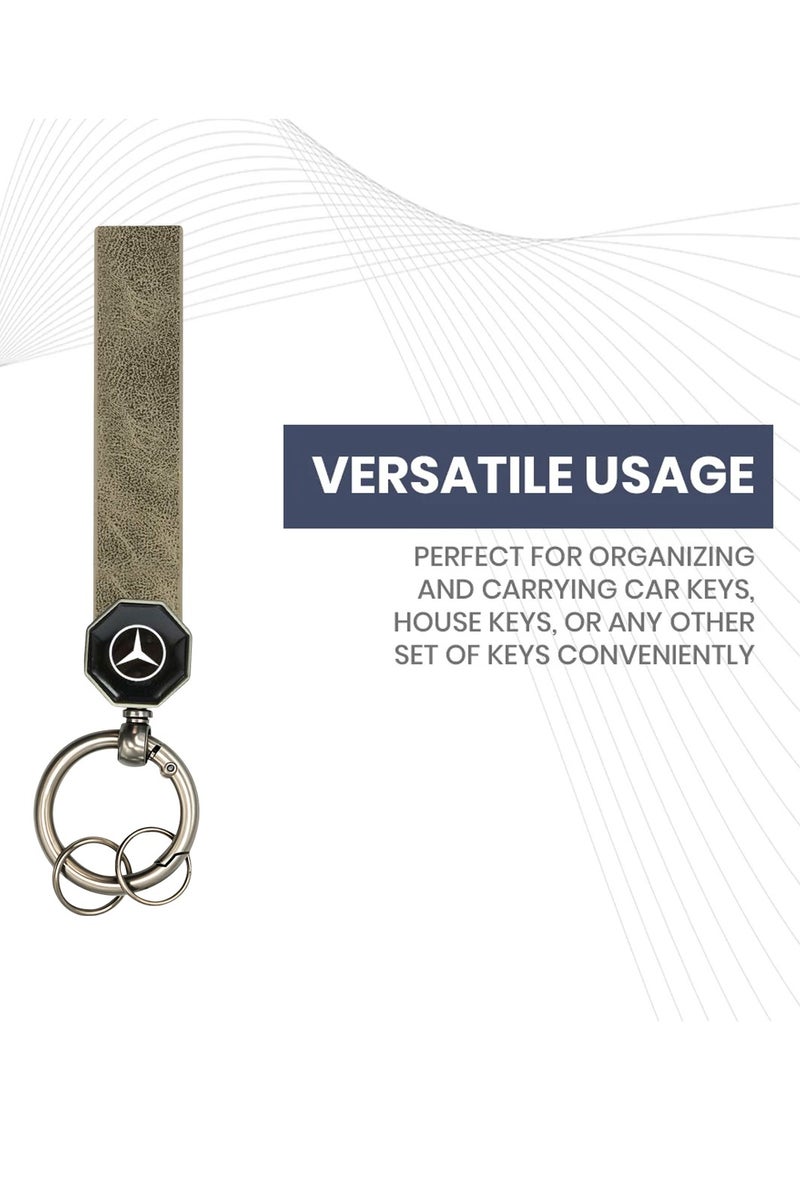 Mercedes-Benz Benz leather car keychain with Metal Ring 360° Swivel Snap Portable Holder Soft Strap Universal Fit for Men Women Bag Belt Key Organizer  - Image 3