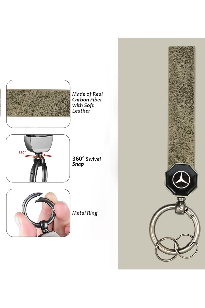 Mercedes-Benz Benz leather car keychain with Metal Ring 360° Swivel Snap Portable Holder Soft Strap Universal Fit for Men Women Bag Belt Key Organizer  - Image 4