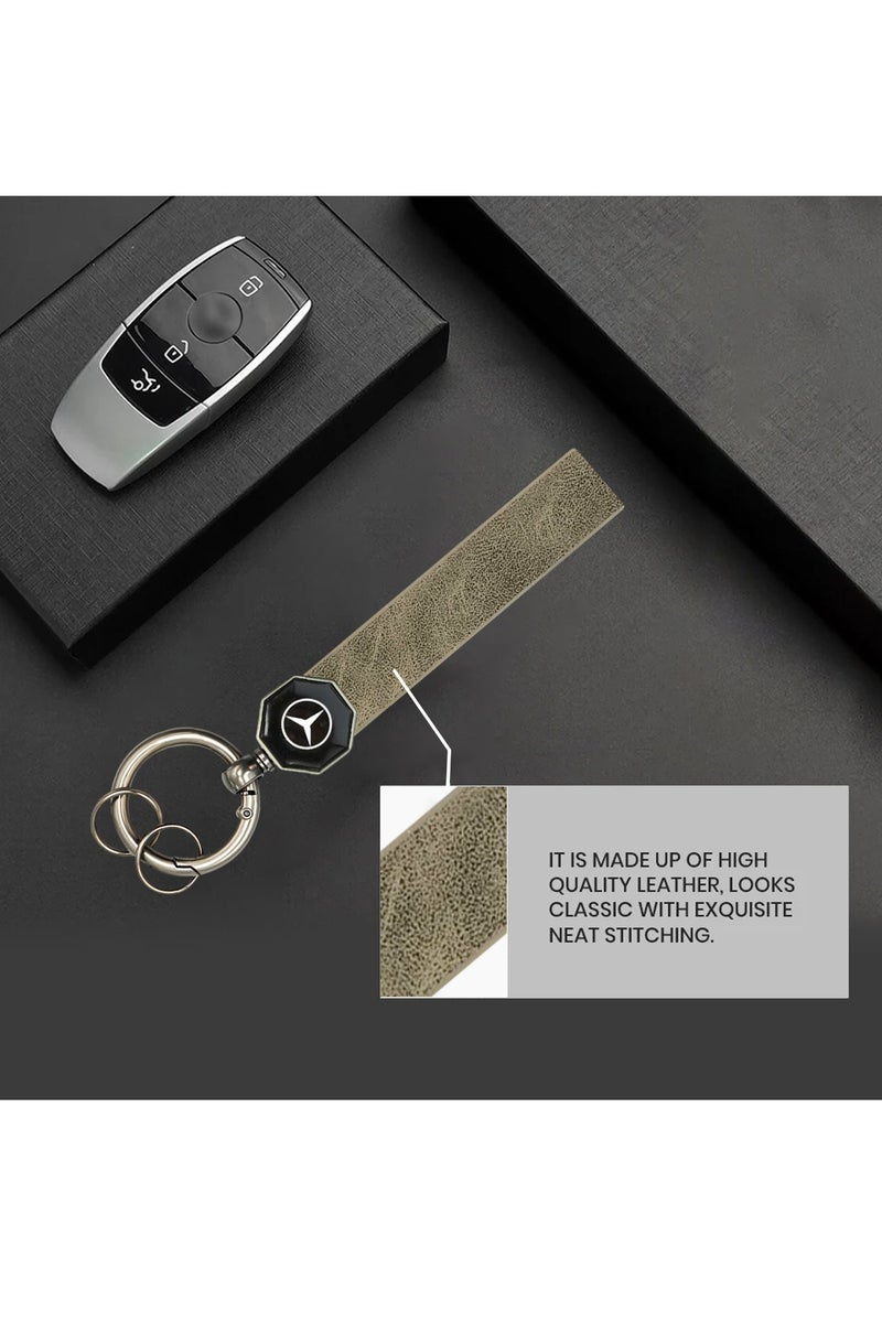 Mercedes-Benz Benz leather car keychain with Metal Ring 360° Swivel Snap Portable Holder Soft Strap Universal Fit for Men Women Bag Belt Key Organizer  - Image 5