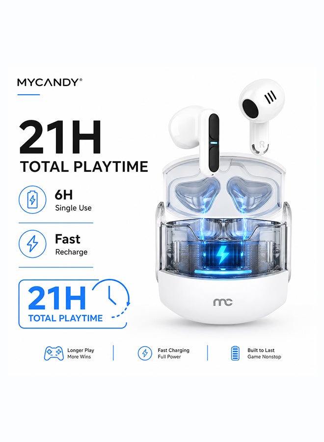 MYCANDY TWS-D240 True Wireless Gaming Earbuds with ENC - white - Image 3