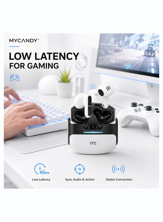 MYCANDY TWS-D240 True Wireless Gaming Earbuds with ENC - white - Image 5