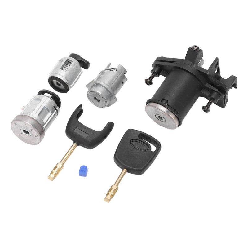 Ignition Switch Lock Cylinder Set Replacement for Ford Fiesta MK5 Fusion - Durable Aluminum Alloy 4-Piece Door Lock Key Cylinder Kit - Ignition Starter Switch for Automotive Repair - Image 1
