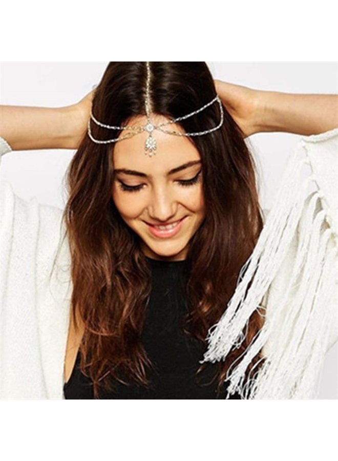 Dreamin Acenail Head Chains Women Pearl Head Chain Gold Wedding Hair Accessories Crystal Layered Pendant Hair Chain Jewelry Indian Festival Halloween Costume Headpiece Bridal Hair Pieces Head Jewelry for Wome  - Image 1