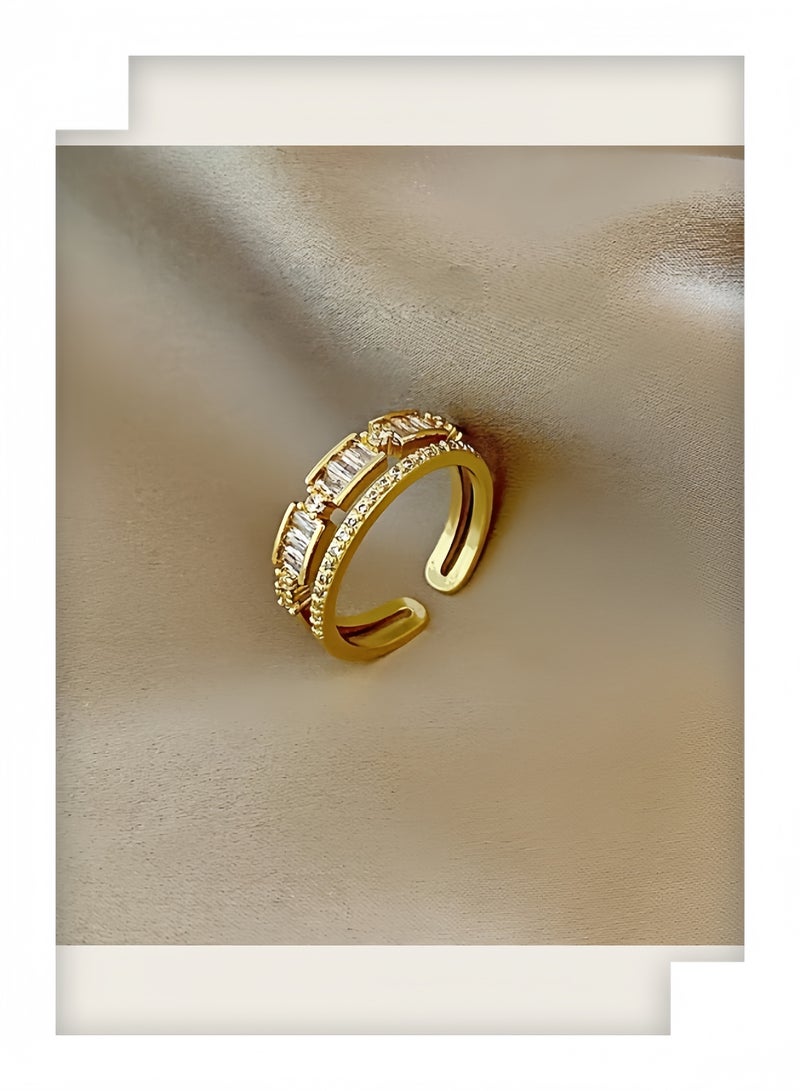 Rings for Girls, Shiny  Rings ,Women's Jewellery Fashion  Adjustable Ring Jewellery Gift Birthday Gift Ring (Gold) Accessories for Ladies - Image 1