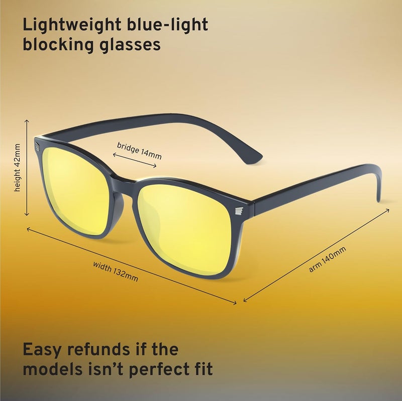 High Tech Blue Light Blocking Night Driving Glasses | Computer Glasses, Advanced Blue Light Blocking, Screen Fatigue Protection, UV Protection, Black - Image 3