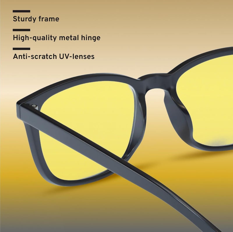 High Tech Blue Light Blocking Night Driving Glasses | Computer Glasses, Advanced Blue Light Blocking, Screen Fatigue Protection, UV Protection, Black - Image 5