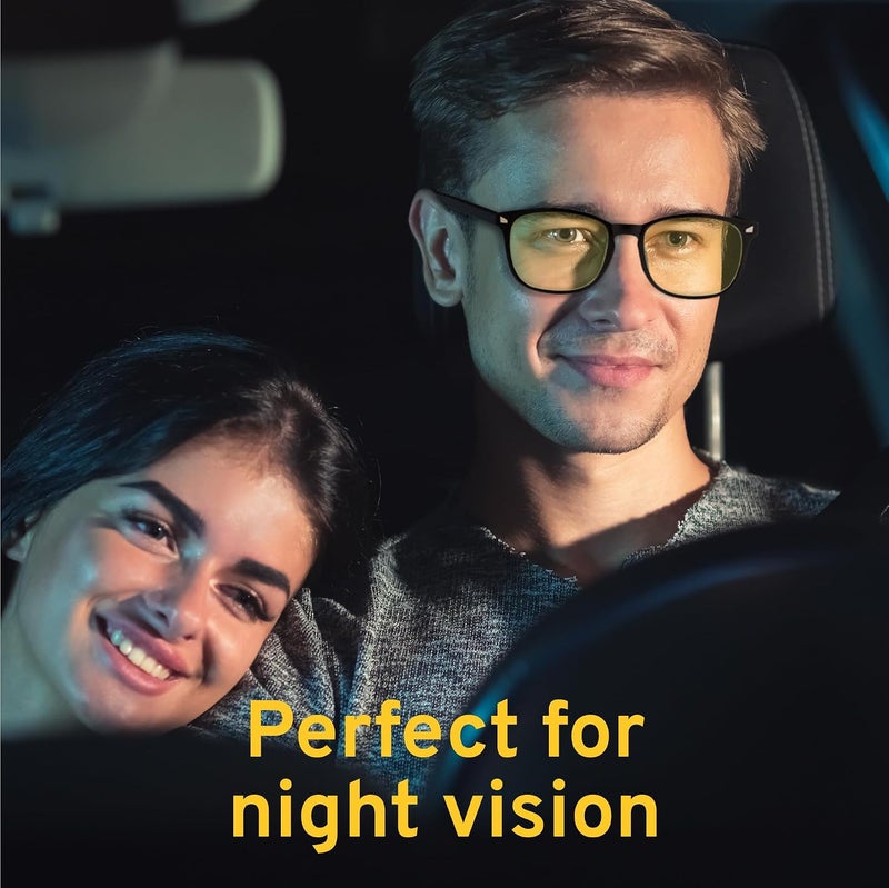 High Tech Blue Light Blocking Night Driving Glasses | Computer Glasses, Advanced Blue Light Blocking, Screen Fatigue Protection, UV Protection, Black - Image 2