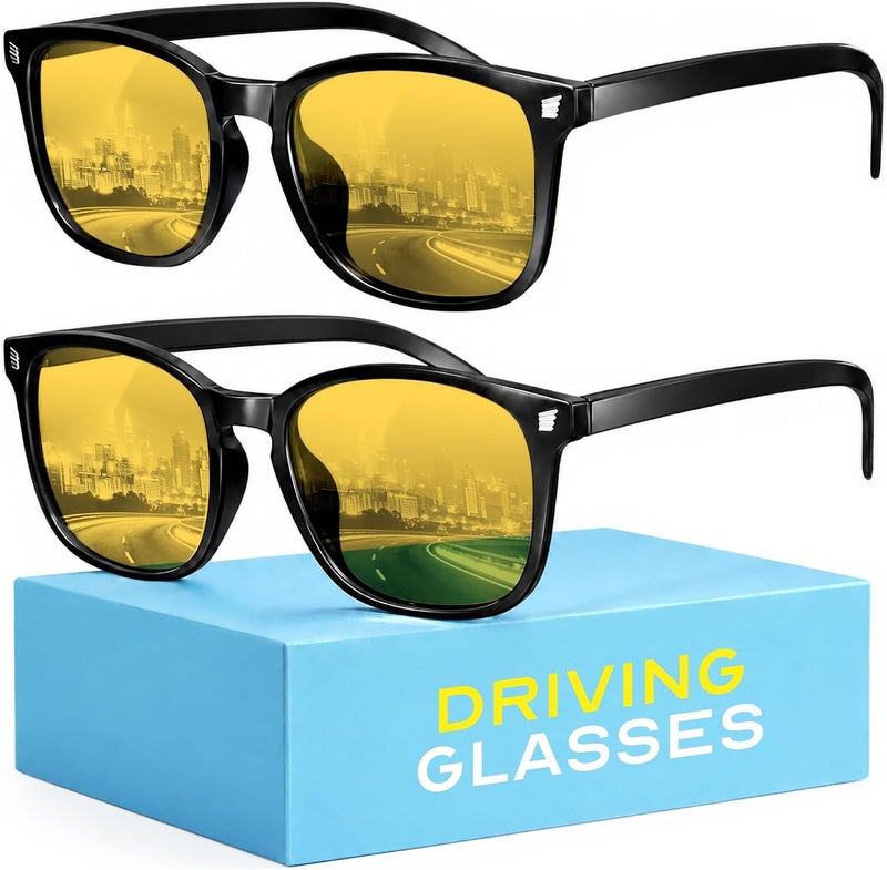 High Tech Blue Light Blocking Night Driving Glasses | Computer Glasses, Advanced Blue Light Blocking, Screen Fatigue Protection, UV Protection, Black - Image 1