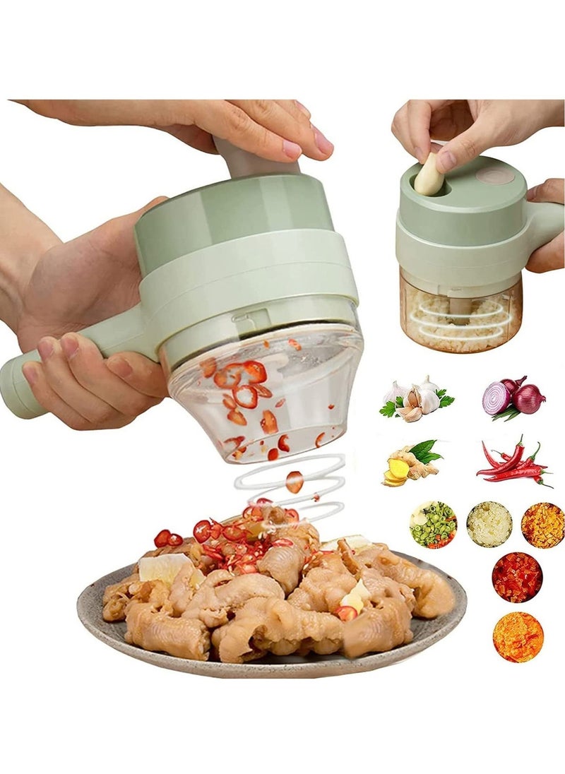 ELTRAZONE 4 in 1 multifunctional usb rechargeable Handheld Electric Vegetable Cutter Set, Garlic Mud Masher Food Chopper, Portable Mini Wireless Food Processor,vegetable cutter slicer for Garlic Pepper Chili On  - Image 1