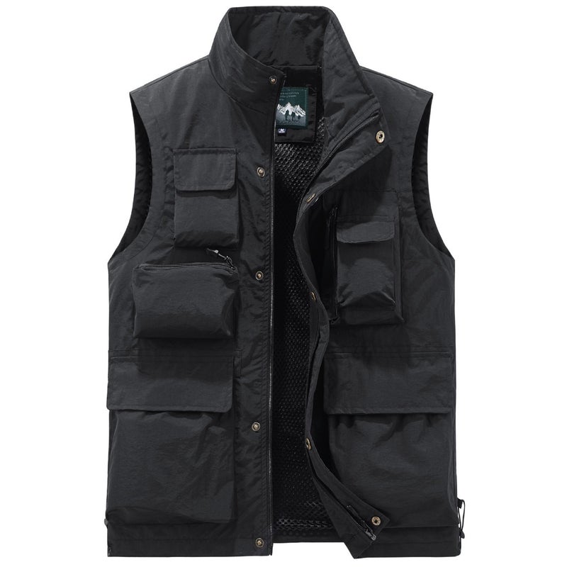Quick-Drying Tooling Fishing Reporter Pography Multi-Pocket Vest Overalls Fishing Plus Size Vest Can Be Printed Logo - Image 3