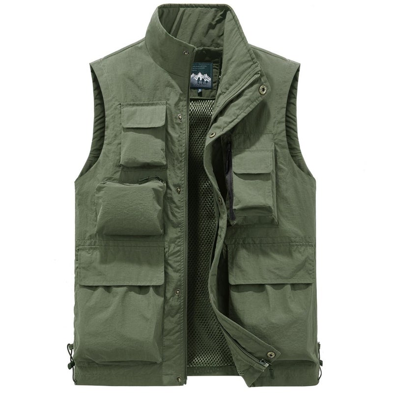 Quick-Drying Tooling Fishing Reporter Pography Multi-Pocket Vest Overalls Fishing Plus Size Vest Can Be Printed Logo - Image 4