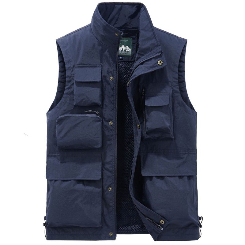 Quick-Drying Tooling Fishing Reporter Pography Multi-Pocket Vest Overalls Fishing Plus Size Vest Can Be Printed Logo - Image 5