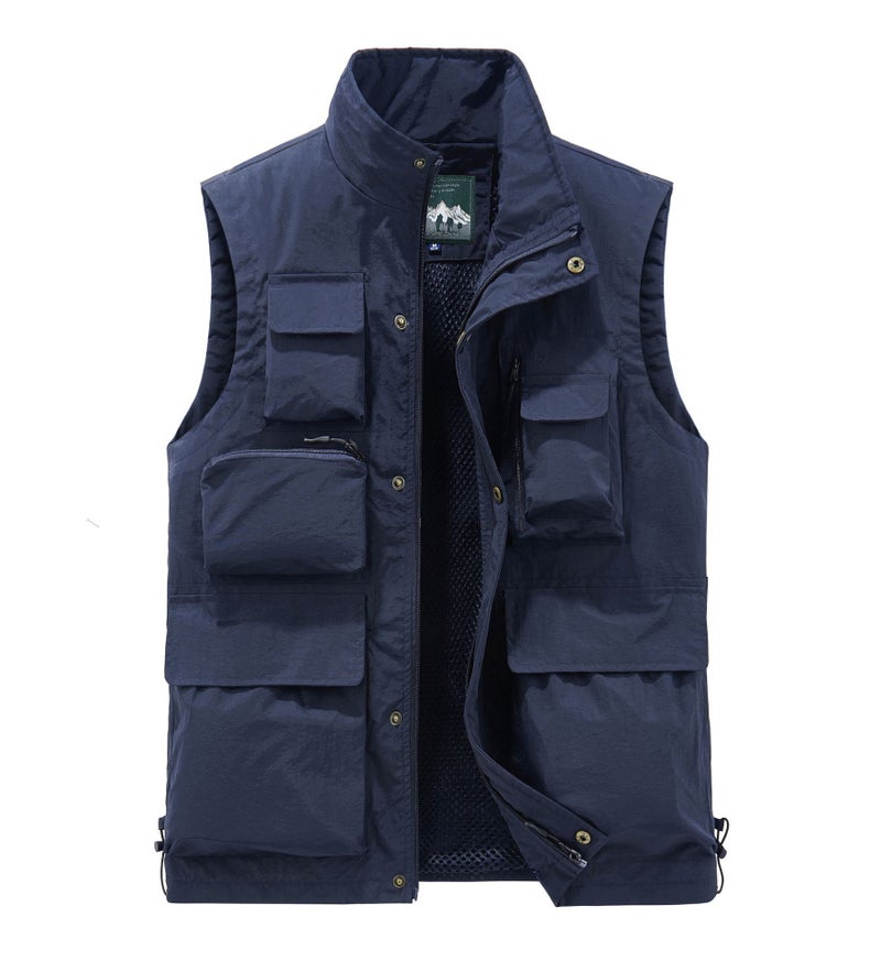 Quick-Drying Tooling Fishing Reporter Pography Multi-Pocket Vest Overalls Fishing Plus Size Vest Can Be Printed Logo - Image 1