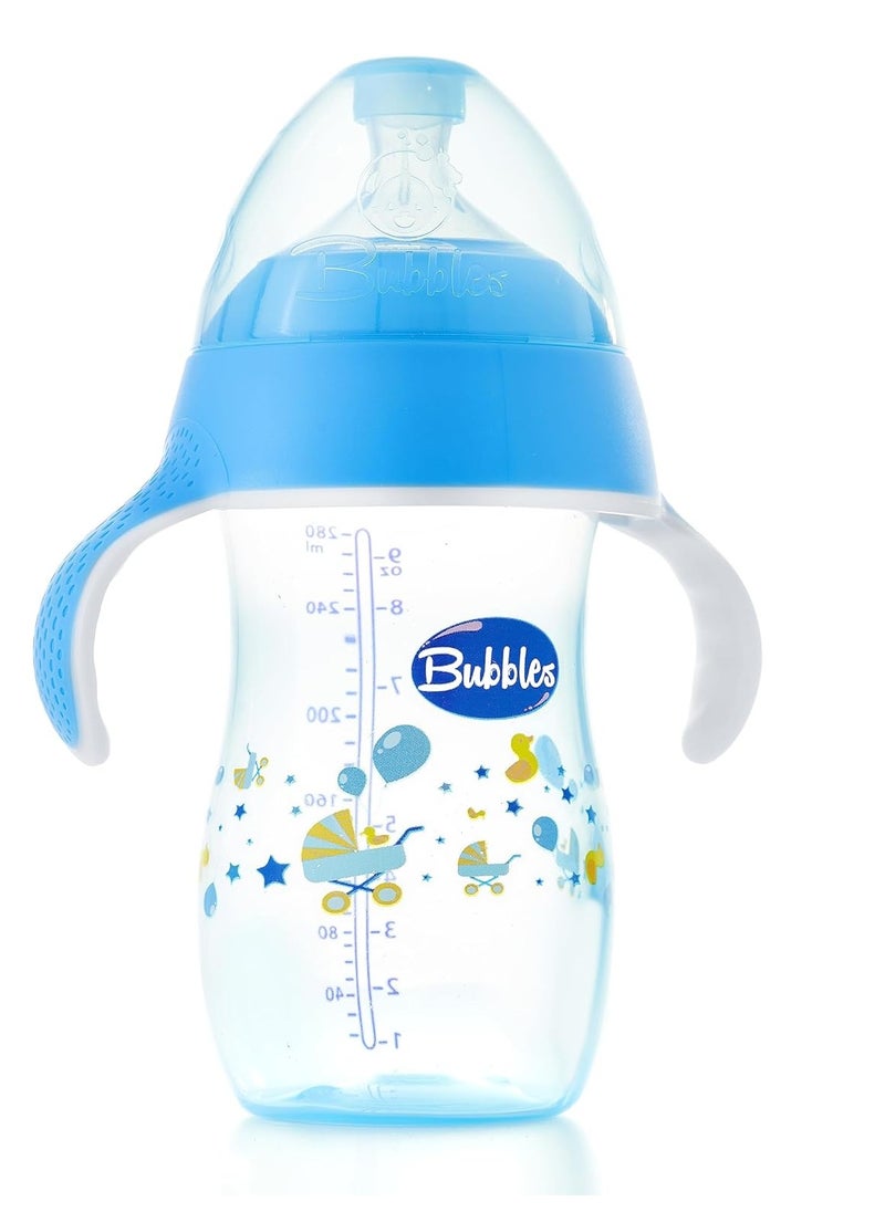 Bubbles Bubbles Natural Feeding Bottle 280 ml With Hand - blue  - Image 1