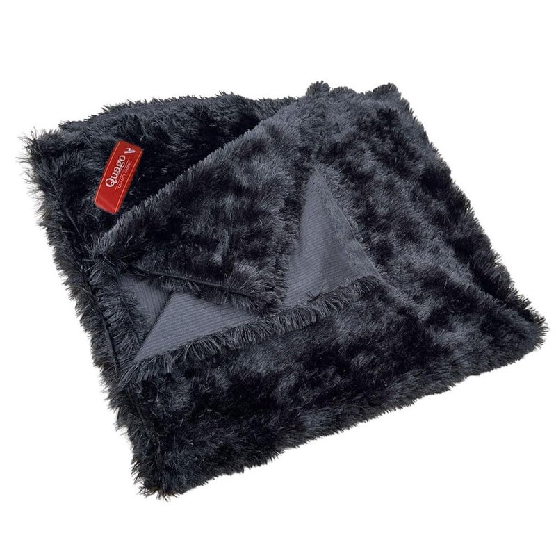 Quago Fur Fabric Unstitched Super Soft Cloth for Baby Photoshoot Soft Toys Making Art and Craft Dress Material Decoration etc 1 Mtr 60 Inch Pana Black - Image 1