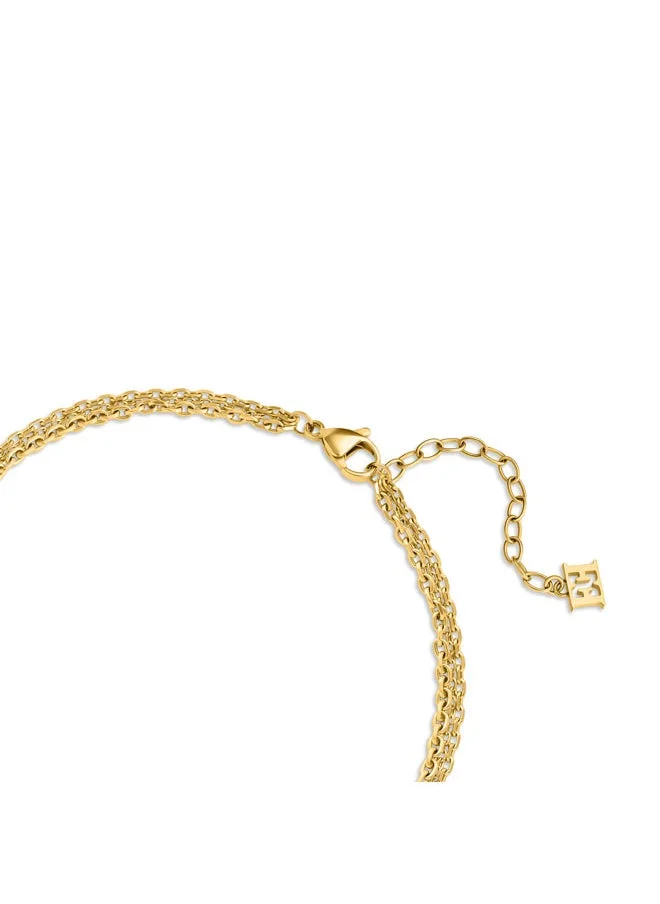 ESCADA Catherine Necklace Three-Layer Link and Beaded Chain with Horseshoe and Logo Charms