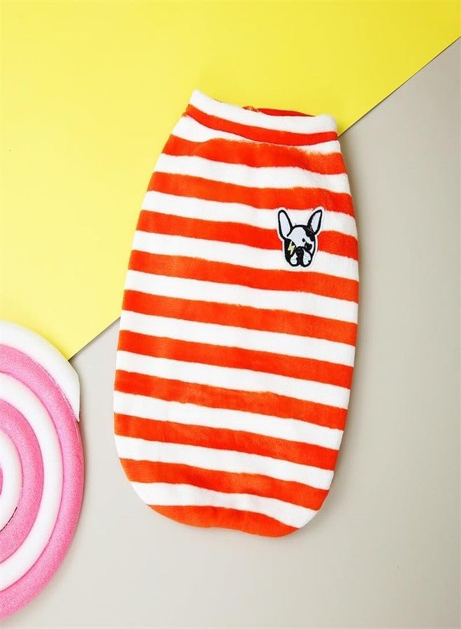 PETANGEL French Bulldog Fleece Shirt,Soft Flannel Stripes Pattern Button Closure Dog Sweatshirt,Winter Warm Thermal Jammie Clothes for Puppy French Bulldog,Pug Corgi(Size:XL, Chest:60cm,Length:35cm) - Image 5