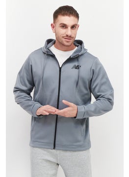 New Balance Men Sportswear Fit Hooded Long Sleeves Running Sweatshirt, Grey  - Image 1