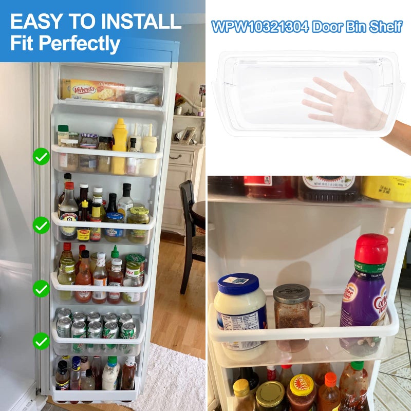 Alvar [2 PACK] UPGRADED WPW10321304 W10321304 Refrigerator Door Shelf Compatible with Whirlpool Refrigerator Door Shelf PS11752778 Whirlpool Fridge Shelf Replacement WRS325FDAM04 WRS322FDAM04 WRS325FDAM02 - Image 5